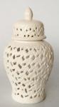 White Ginger Jar Flower & Leaf Design 45X25CM