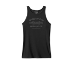 Women’s Stacked Bar & Shield Racerback Tank – Harley Black