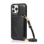 Crossbody Strap Anti Drop Leather Wallet Case For Iphone 12 Pro