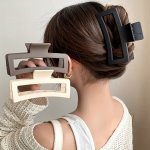 3PCS Frosted Large Size Hair Grab Clip Headwear Back Head Edge Clip Side Exquisite Hair Bun Claw Shark Clip Non-slip Bath Use Bl