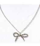Beaded Chain Bow Necklace - Silver Free