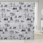 Feelyou Western Bath Curtain White And Black Cowboy Cow Shower Curtain Cowboy Bathroom Shower Curtain Set Desert Cactus Kids Bat