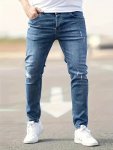 Men's Slim Fit Ripped Jeans Fashion Comfy Denim Pants For Men Versatile For All Seasons