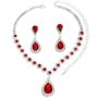 Jewellery Set-ruby Style Diamond Look Simulant Necklace & Earrings Set