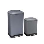 2 Piece Dustbin Set Grey