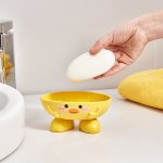 1PC Cartoon Soap Holder Self Draining Soap Dish Holder Not Punched Easy Clean Bar Soap Holder With Suction Cup Soap Dish Suitabl