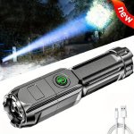 1 2 3PCS Strong Light Zoom Flashlight Outdoor Multifunctional Portable Household Small Flashlight Telescopic Zoomable Lighting