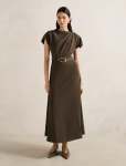 Kylee Button Neck Dress - 20 Chocolate