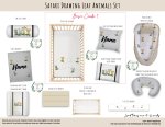 Cot Duvet Bedding Safari Drawing Leaf Animals Set