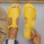 Women's Solid Color Elegant Sandals Ankle Buckle Strap Lightweight Flat Peep Toe Shoes Summer Beach Shoes
