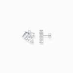 Silver Ear Studs With White Zirconia