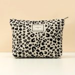 Stylish Creamy White Leopard Print Makeup Bag - Spacious And Organized Cosmetic Storage Bag - Women Gift