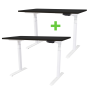 2 X Tekdesk's V2.0 White Frames Height Adjustable Electronic Standing Desks COMBO - 2 X Tekdesk's V2.0 White Frames Matt Black Tops