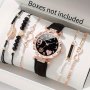 1/6PCS/SET 1PC Watch/ Girls Cute Heart Firework Rhinestone Analog Quartz Wristwatch & Bracelets Gift For Daughter