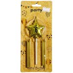 Happy Birthday Golden 6 Star & Candles Set
