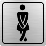 Ladies Toilet Symbolic Sign - Black Printed On Brushed Aluminium Acp 150 X 150MM