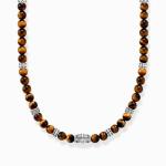 Necklace With Tiger's Eye Beads - Silver