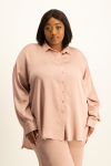 Dani Oversized Satin Shirt - Blush - 2XL