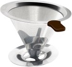 Mixpresso Pour Over Coffee Cone Dripper With Cup Stand - Paperless And Reusable Coffee Maker Filter
