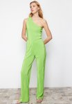 Lined Stretch Trousers - Green