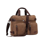 Unisex Canvas Multi-Functional Laptop Bag - Brown