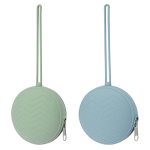 Nupoopy 2 Pack Pacifier Holder Case Bpa Free Newborn Baby Silicone Pouch For Boys & Girls Portable Container Sage Ether