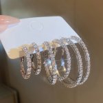 6-PIECE Set Simple Hoop Earrings With Rhinestones Zinc Alloy & Stainless Steel No Plating - Versatile Vacation & Daily Wear Jewe