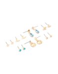 Goldair Gold Blue Diamante & Celestial Stud Earrings 7-PACK