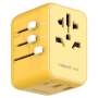 1-WORLD 20W 3-PORT + Ac Travel Adapter - Yellow