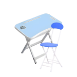 60 X 40 X 52CM Foldable Childrens Study Table With Chair Cup Book Holder JG20375429 Blue