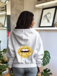 Golden Lips Summer Hoodie - White - Small