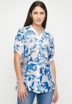 Leafy Printed Short Sleeve Shirt - Blue