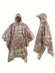 Multi-functional Camouflage Pattern Hooded Waterproof Raincoat Versatile Poncho For Outdoors Activities Suitable For Carpet Or T