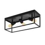 Silentina Steel Ceiling Light Black Three Lights