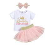 Pink Birthday Princess With Matching Tutu And Headband 18-24M