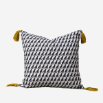 Frenchie Houndstooth Scatter Cushion With Tassels - 45CM X 45CM