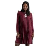 Diamante Stud Pleated Dress - Magenta L xl