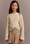 Pleated A-line Skirt - Beige