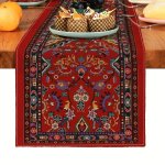 1PC Bohemian Table Runner Polyester Dining Table Flag Vibrant Ethnic Pattern Linen-look Table Decor Festive Room & Scene Decor I