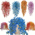 2PCS-UV-RESISTANT Outdoor Artificial Hanging Plants - Plastic Faux Flowers For Wedding And Engagement Festive Porch & Patio Deco