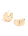 Goldair Gold Ribbed Wave Hoop Earrings