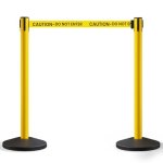 Crowd Control Warehouse Set Of 2 Stanchion Retractable Belt Barriers 11 Foot 'caution Do Not Enter' Belt Barrier With 40" Yellow