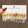 12 Pairs Set Of Tiny Delicate Hoop Earrings With Creative Heart Imitation Pearl Design Zinc Alloy Jewelry Female Gift