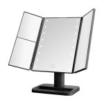 Melannco Elements Tri Fold LED Vanity Mirror 3 Magnifications And Dimmable LED Lights Black 7.09X4.69X11.61 Inch