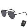 Trendy Metal Aviator Sunglasses-black