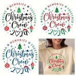 Christmas Crew 2024 Heat Transfer Stickers - Festive Iron On Transfers For T-shirts Bags And Diy Crafts - Winter Xmas Designs In