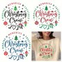 Christmas Crew 2024 Heat Transfer Stickers - Festive Iron On Transfers For T-Shirts Bags And DIY Crafts - Winter Xmas Designs In White Red