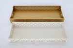 Set Of 2 Gold & Cream Trays 8X72X28CM