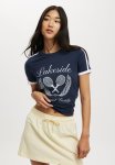 Cotton On Fitted Graphic Sporty Longline Tee - Lakeside Shadow Navy