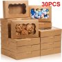 30 Pcs Biscuit Boxes Cupcake Boxes Bakery Packaging Boxes Candy Treat Box Dessert Boxes With Window Small Containers For Dessert